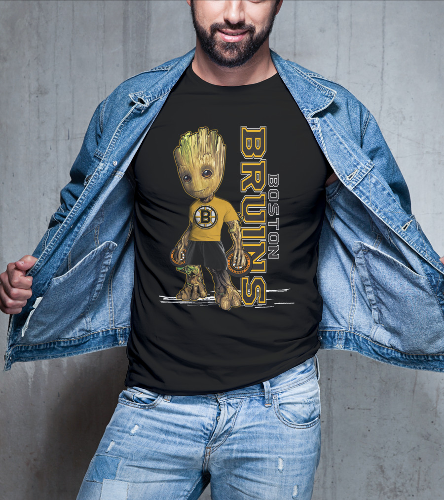 Groot Boston Bruins NHL Hockey Character Crossover T-Shirt