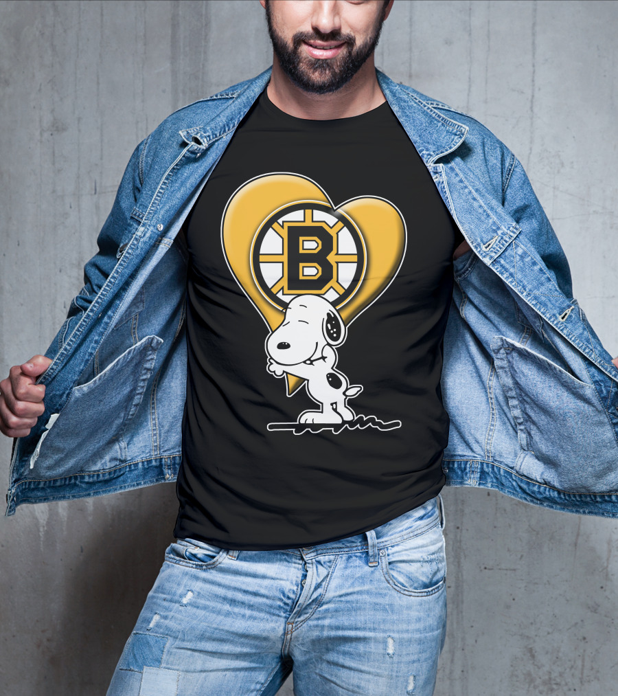 Snoopy Heart Boston Bruins Logo Hug T-Shirt