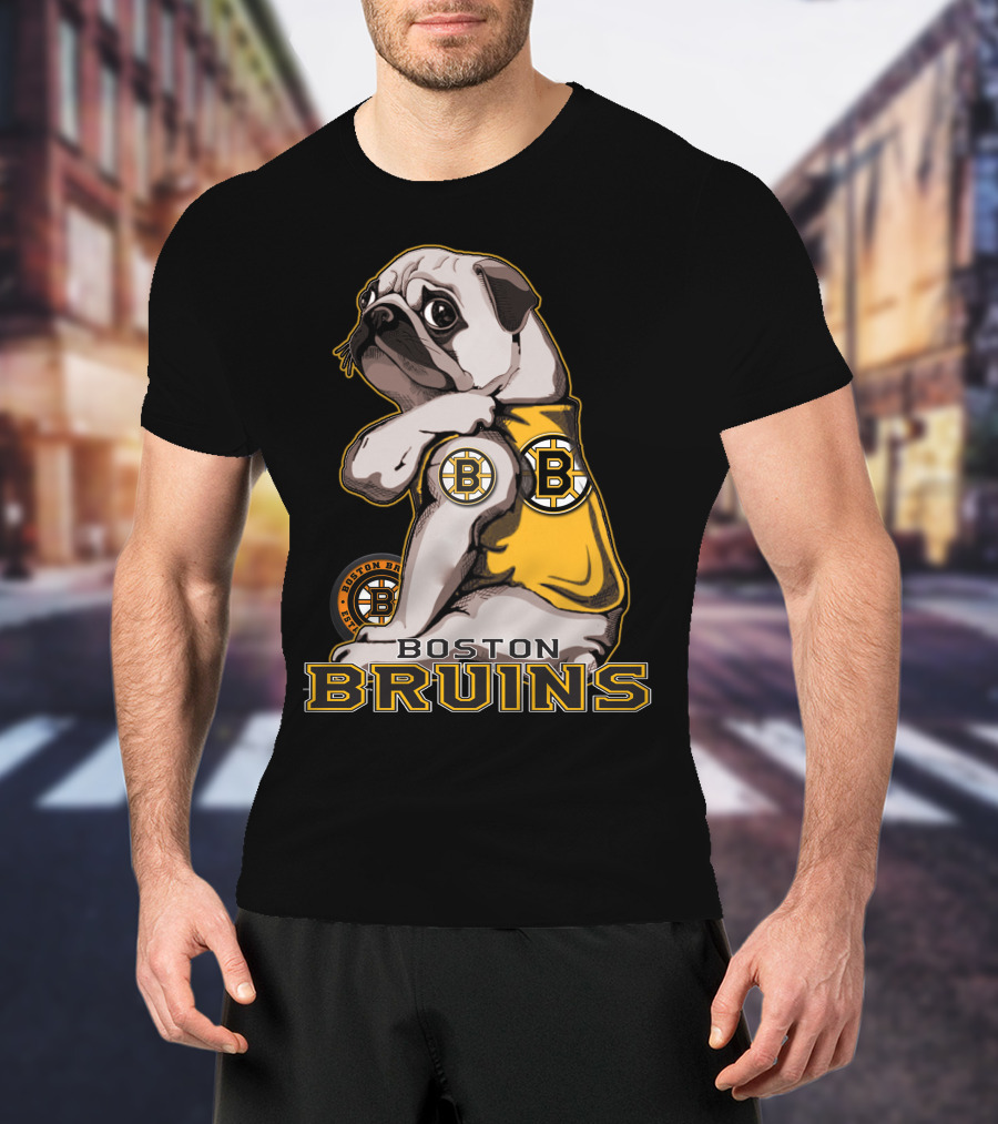 Pug Wearing Boston Bruins Jersey T-Shirt