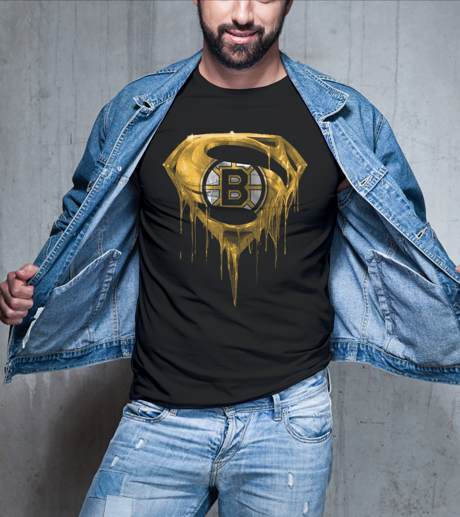 Boston Bruins Dripping Gold Superman T-Shirt
