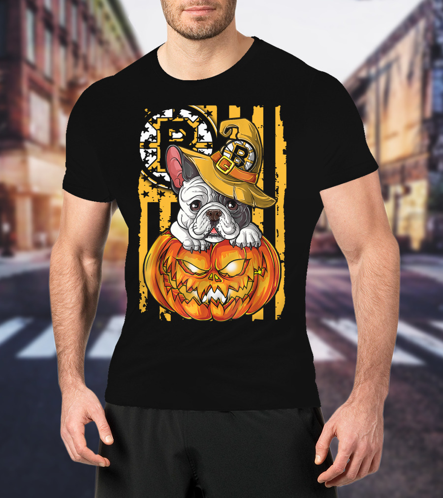 Bulldog Halloween Boston Bruins Pumpkin Magic T-Shirt