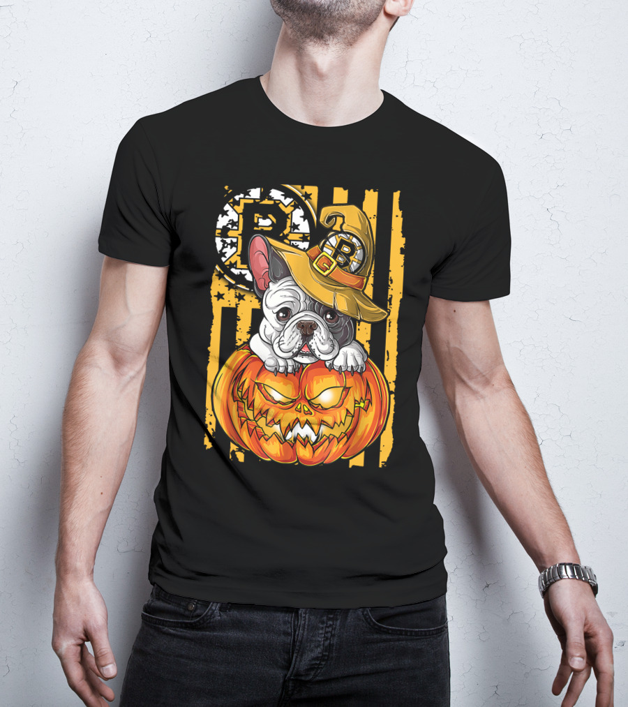 Bulldog Halloween Boston Bruins Pumpkin Magic T-Shirt