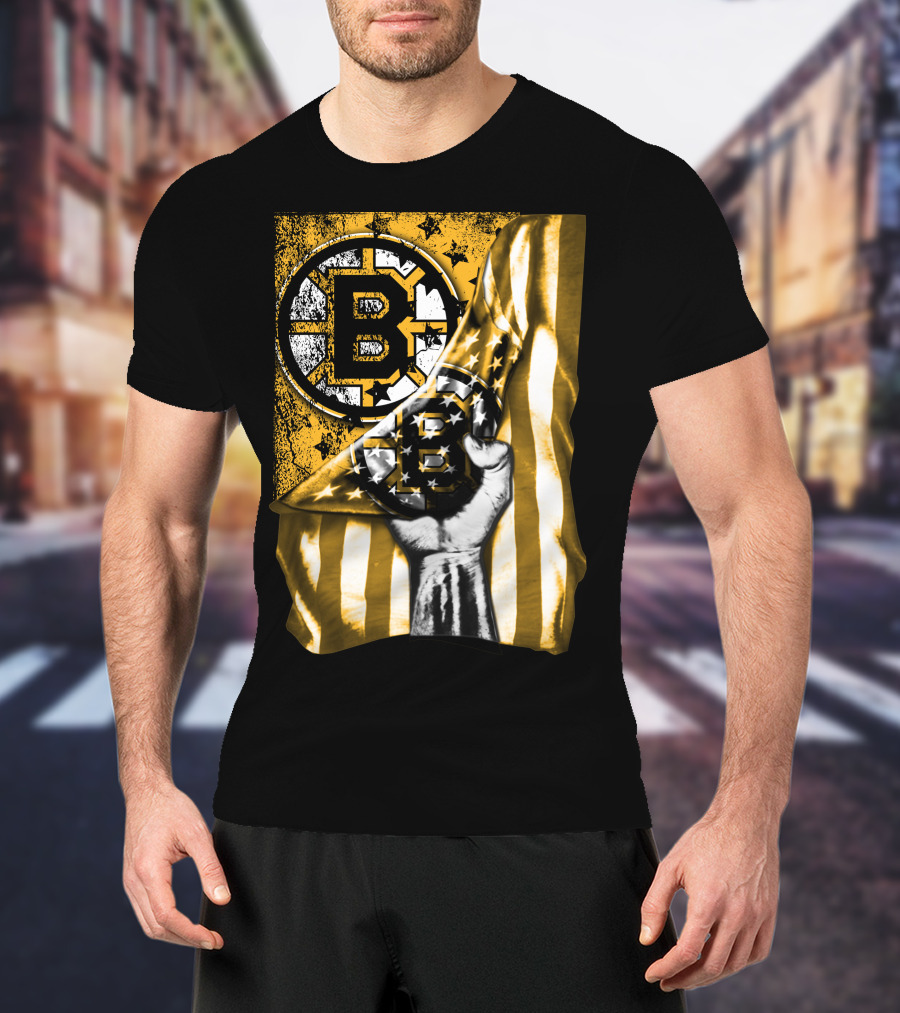 Boston Bruins American Flag Emblem T-Shirt