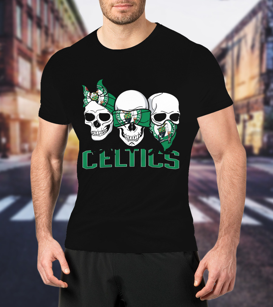 3 Skull Celtics Boston Bandana T-Shirt