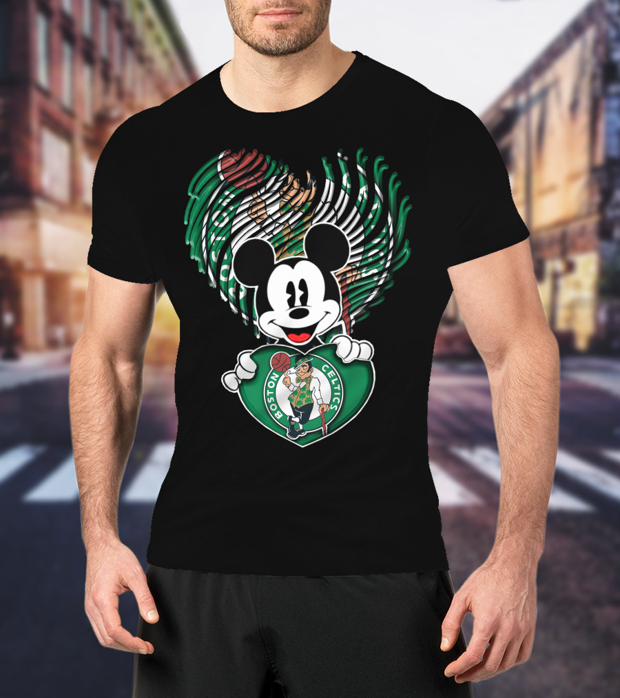 Mick Mouse Boston Celtics Basketball Fan Logo Mashup T-Shirt