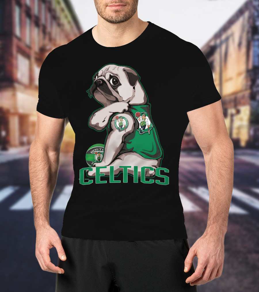 Pug Celtics Boston Basketball Fan Iconic Team T-Shirt