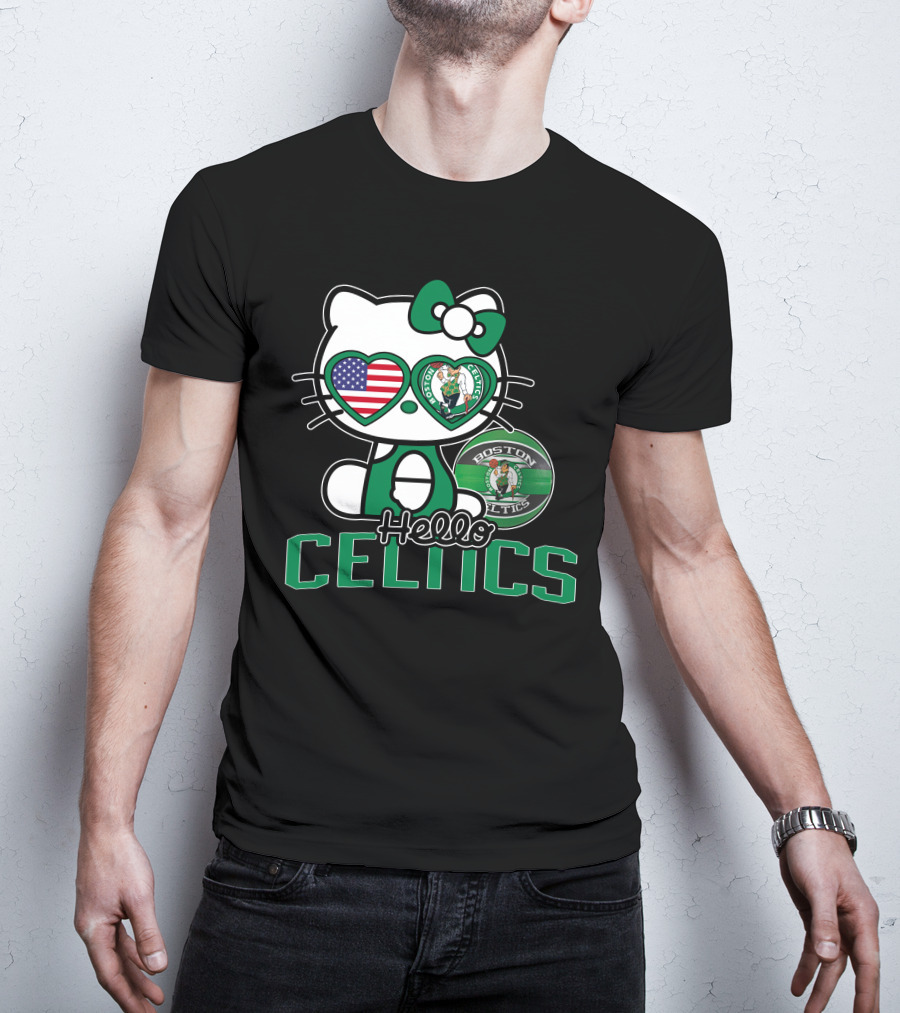 Hello Kitty Boston Celtics USA Heart Patch T-Shirt