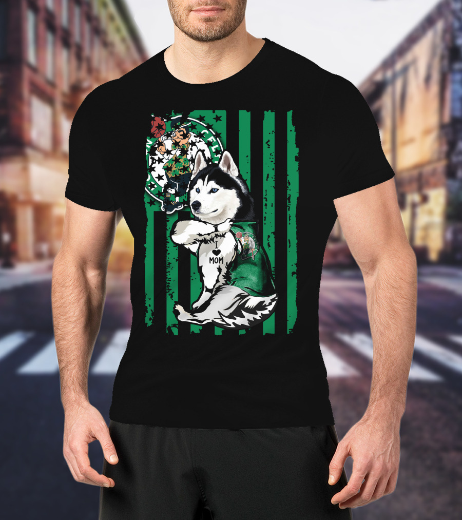 Boston Celtics Siberian Husky Mom Fan T-Shirt