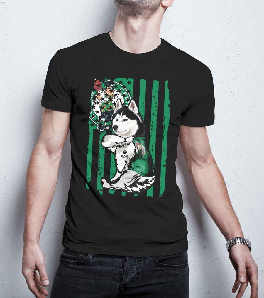Boston Celtics Siberian Husky Mom Fan T-Shirt