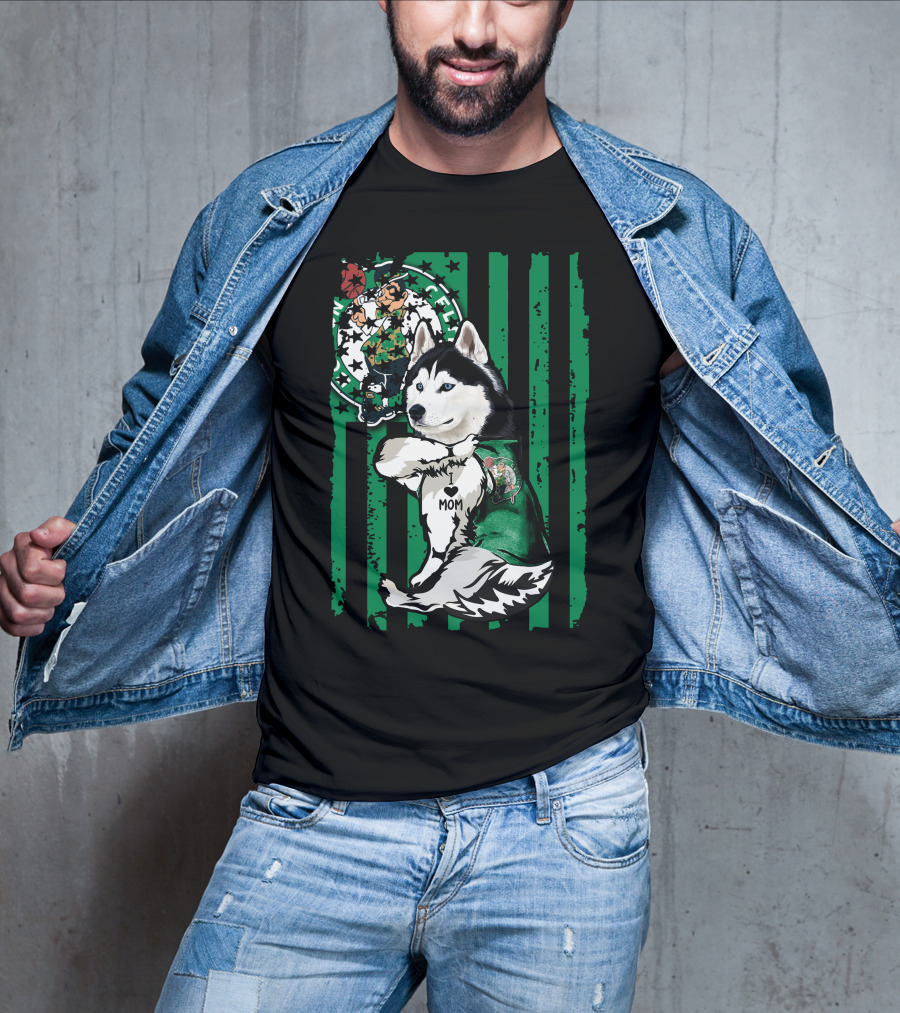 Boston Celtics Siberian Husky Mom Fan T-Shirt