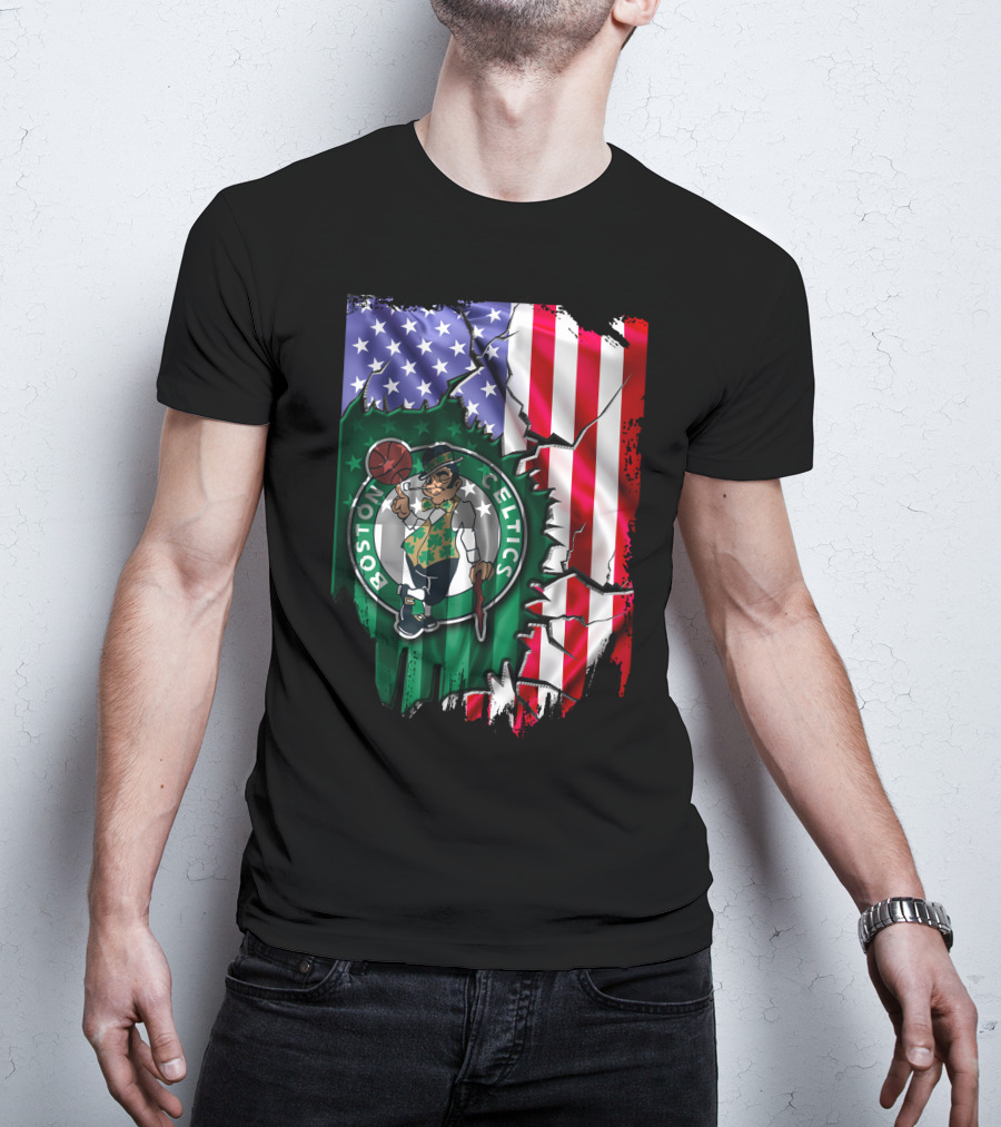 American Flag Boston Celtics T-Shirt