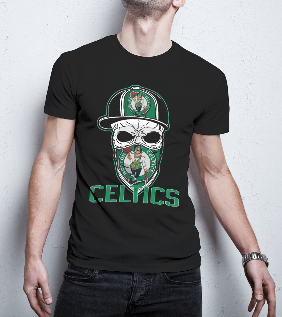 Boston Celtics Skull Hat T-Shirt