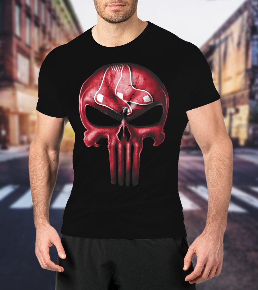 Boston Red Sox Skull Punisher Logo Sox T-Shirt