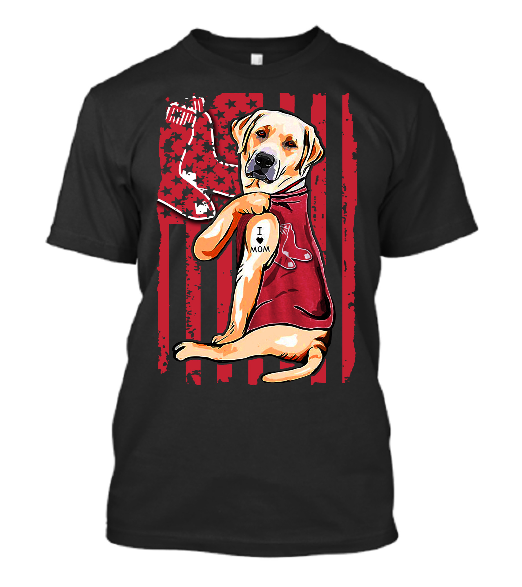 Labrador Retriever I Love Mom Boston Red Sox T-Shirt