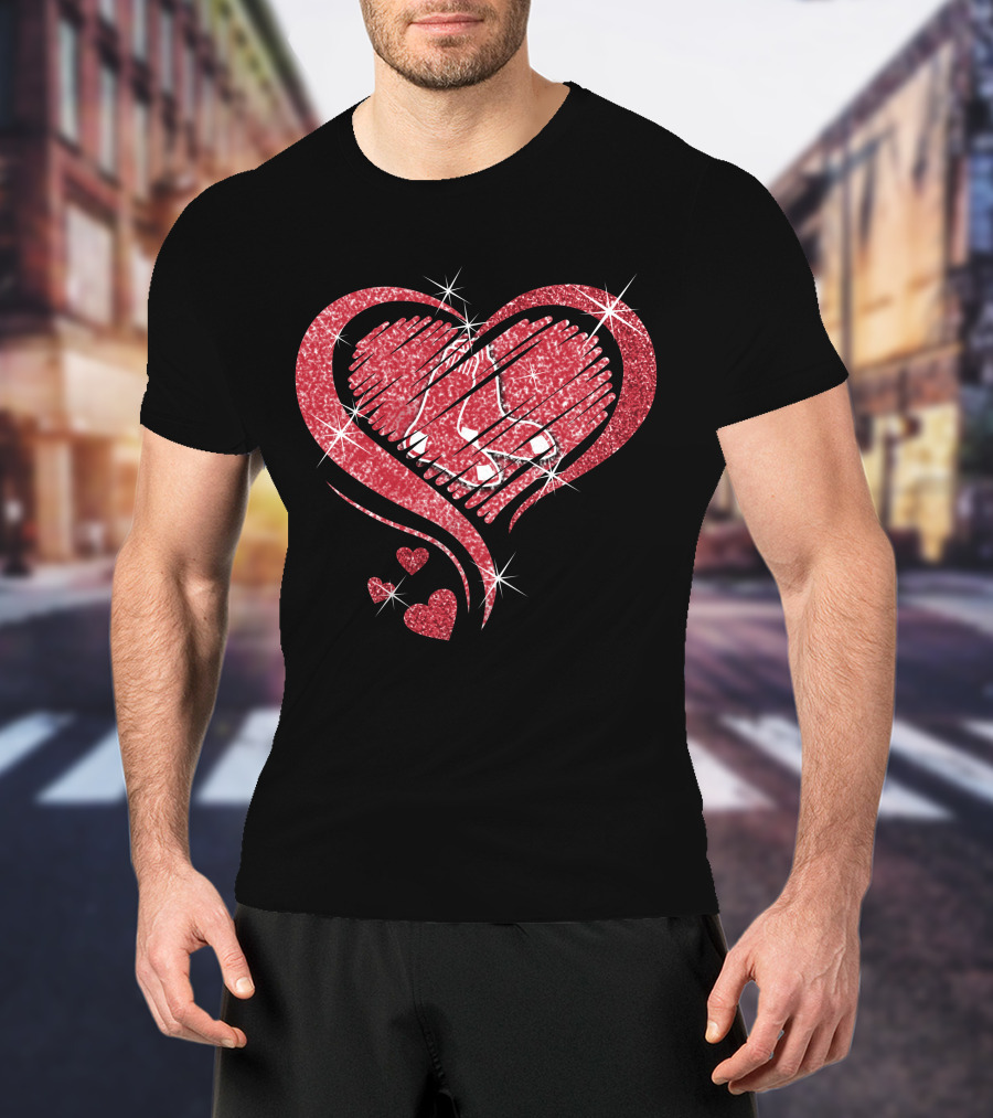 Heart Diamond Boston Red Sox Sparkle Love T-Shirt