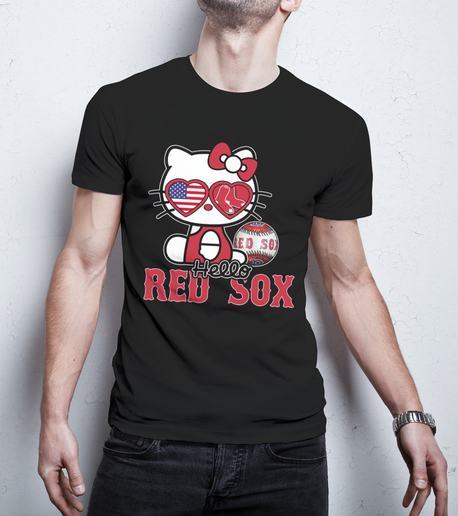 Hello Kitty Red Sox American Heart Baseball Fan T-Shirt