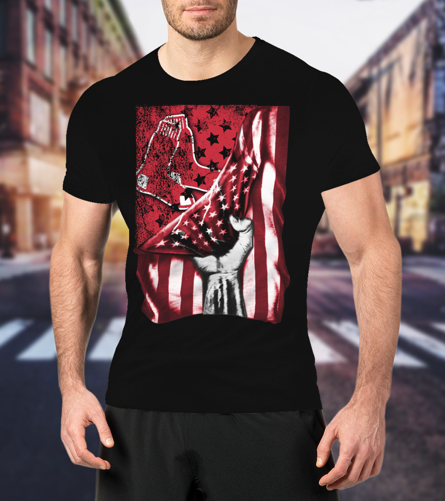 Boston Red Sox Stars And Stripes Flag T-Shirt