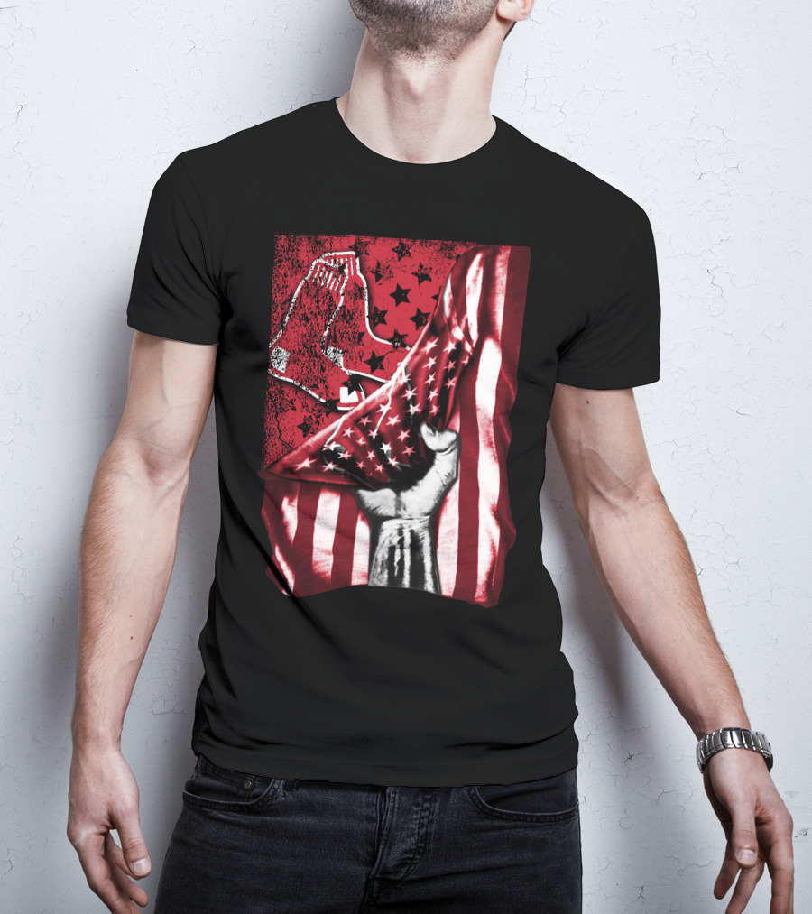 Boston Red Sox Stars And Stripes Flag T-Shirt