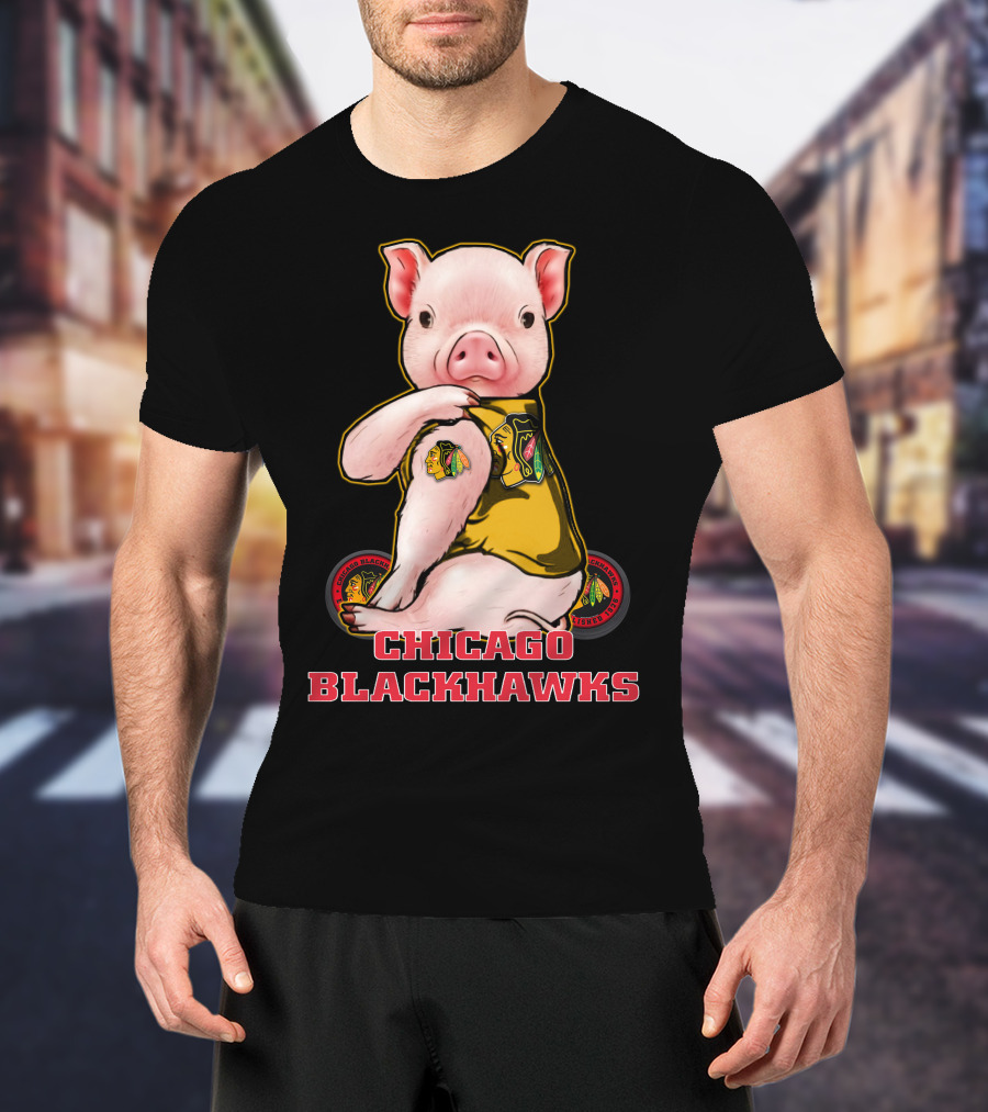 Chicago Blackhawks Pig Mascot Fan T-Shirt
