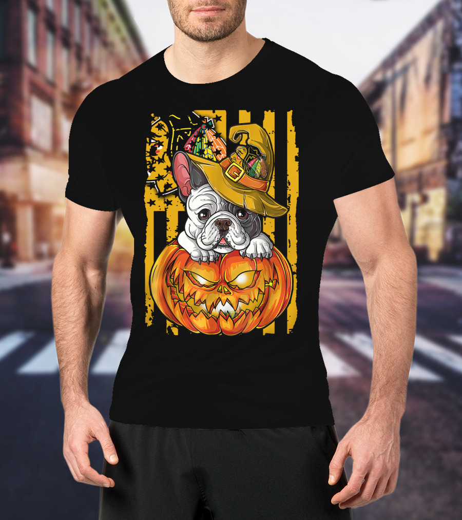 Hlw Bulldog Halloween Pumpkin Chicago Blackhawks T-Shirt
