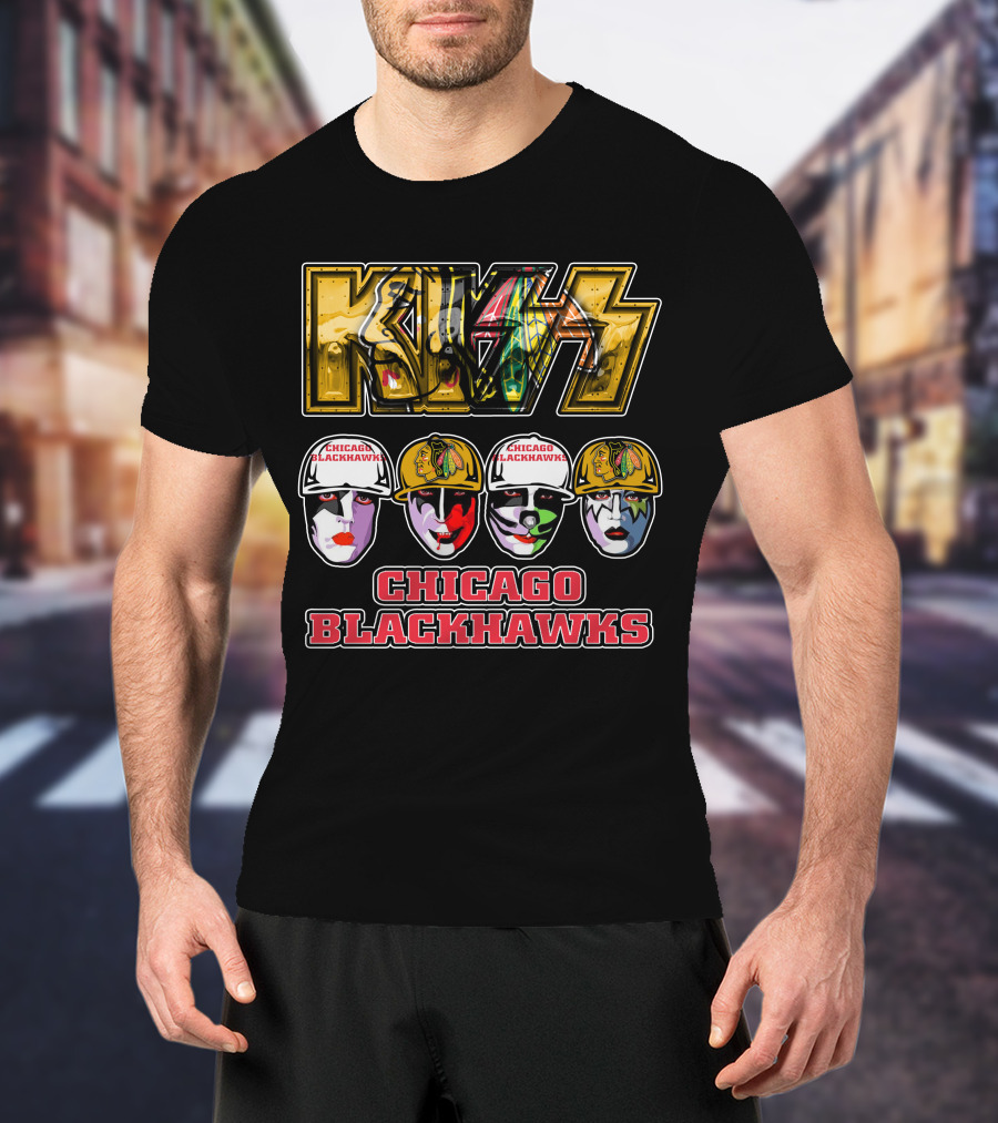 Kiss Chicago Blackhawks Face Paint T-Shirt