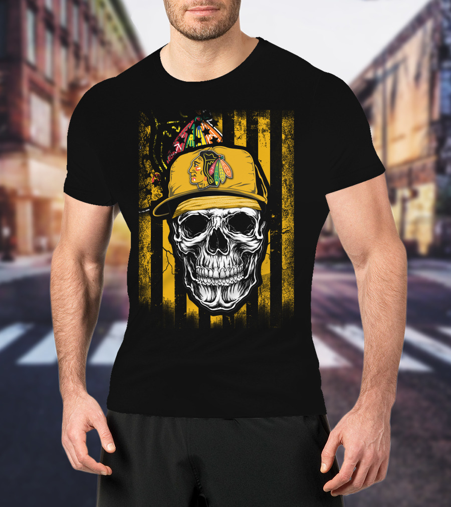 Chicago Blackhawks Skull With Iconic Cap T-Shirt