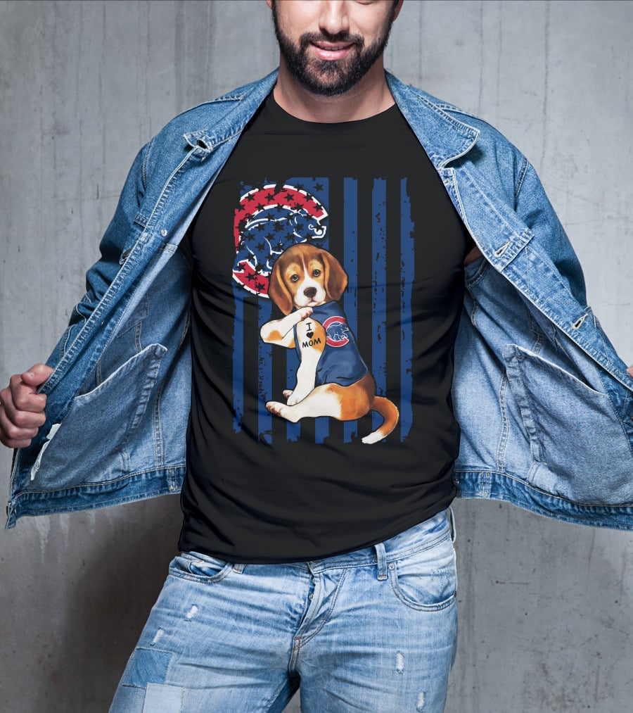 Beagle I Love Mom Chicago Cubs Fan T-Shirt