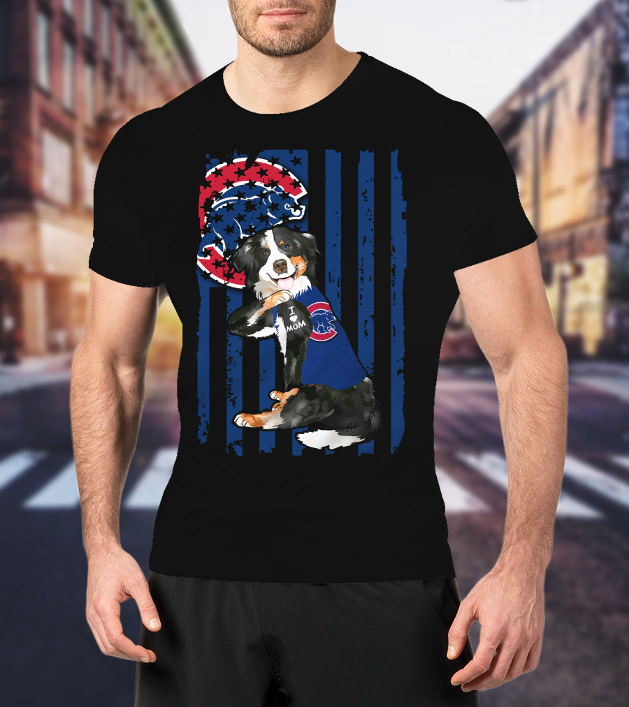Border Collie I Love Mom Chicago Cubs Fan T-Shirt