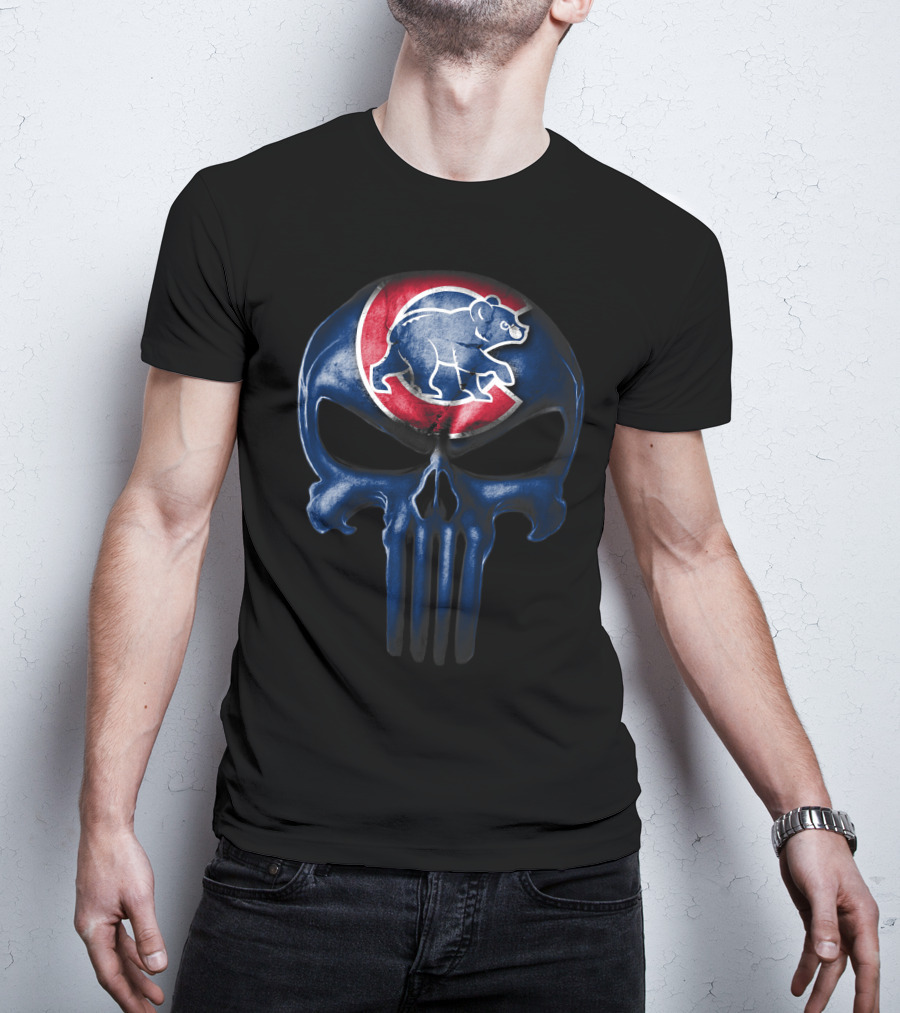 Chicago Cubs Skull Punisher T-Shirt