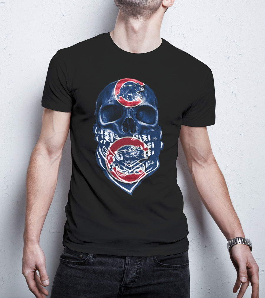 Chicago Cubs Skull Bandana Bear T-Shirt