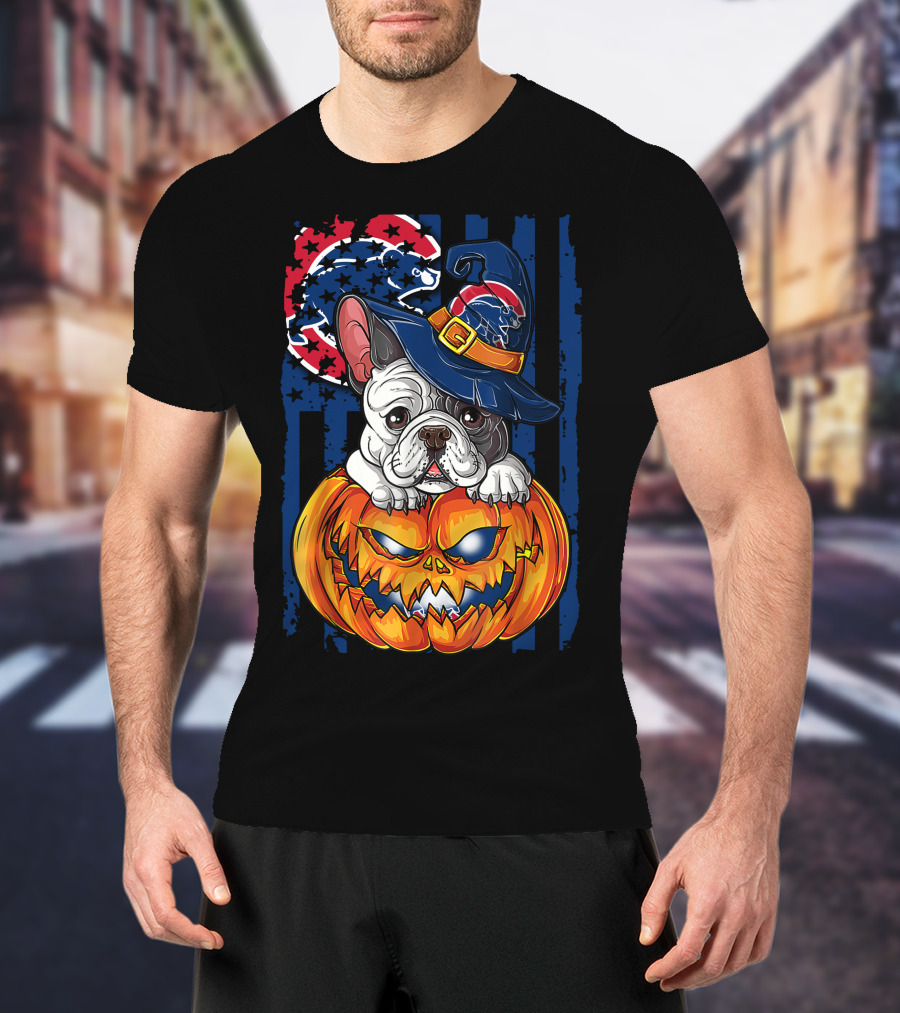 Hlw Bulldog Chicago Cubs Halloween Pumpkin Wizard T-Shirt