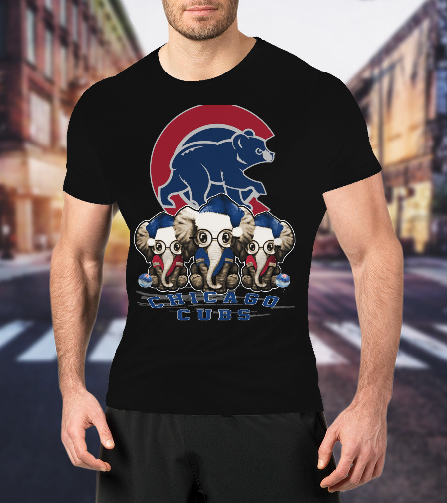 Chicago Cubs Christmas Elephants T-Shirt