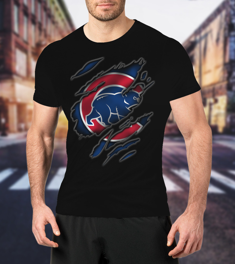 Torn Chicago Cubs Logo Claw Rip T-Shirt