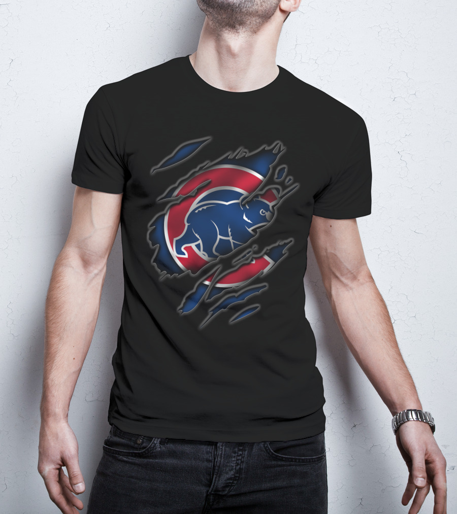 Torn Chicago Cubs Logo Claw Rip T-Shirt
