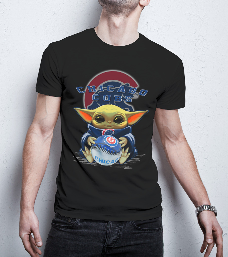 Chicago Cubs Baby Yoda Holding Baseball T-Shirt