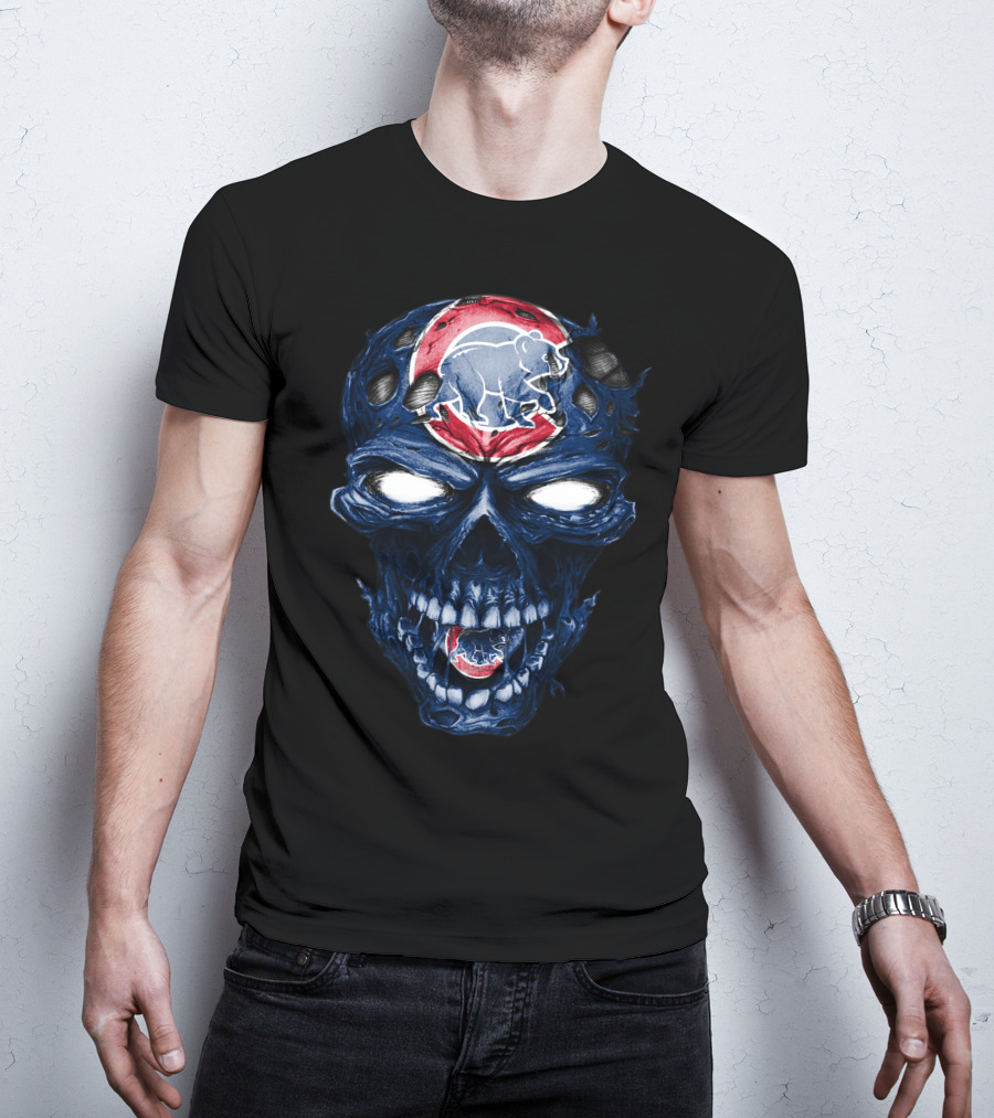 Chicago Cubs Skull Bear Emblem T-Shirt