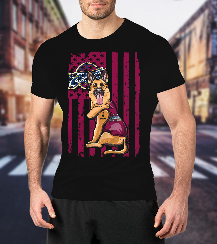 German Shepherd Cleveland Cavaliers Logo Tattoo I Mom T-Shirt