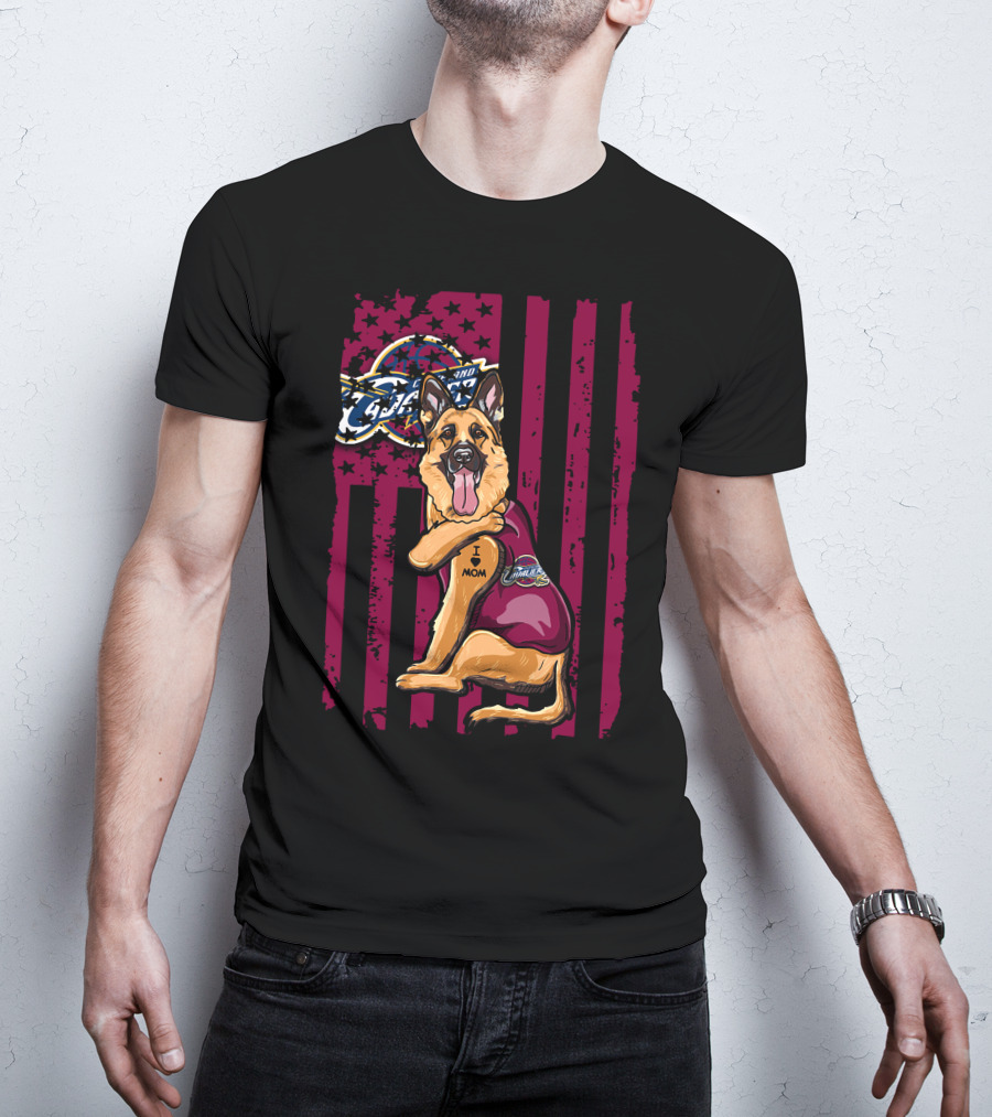 German Shepherd Cleveland Cavaliers Logo Tattoo I Mom T-Shirt
