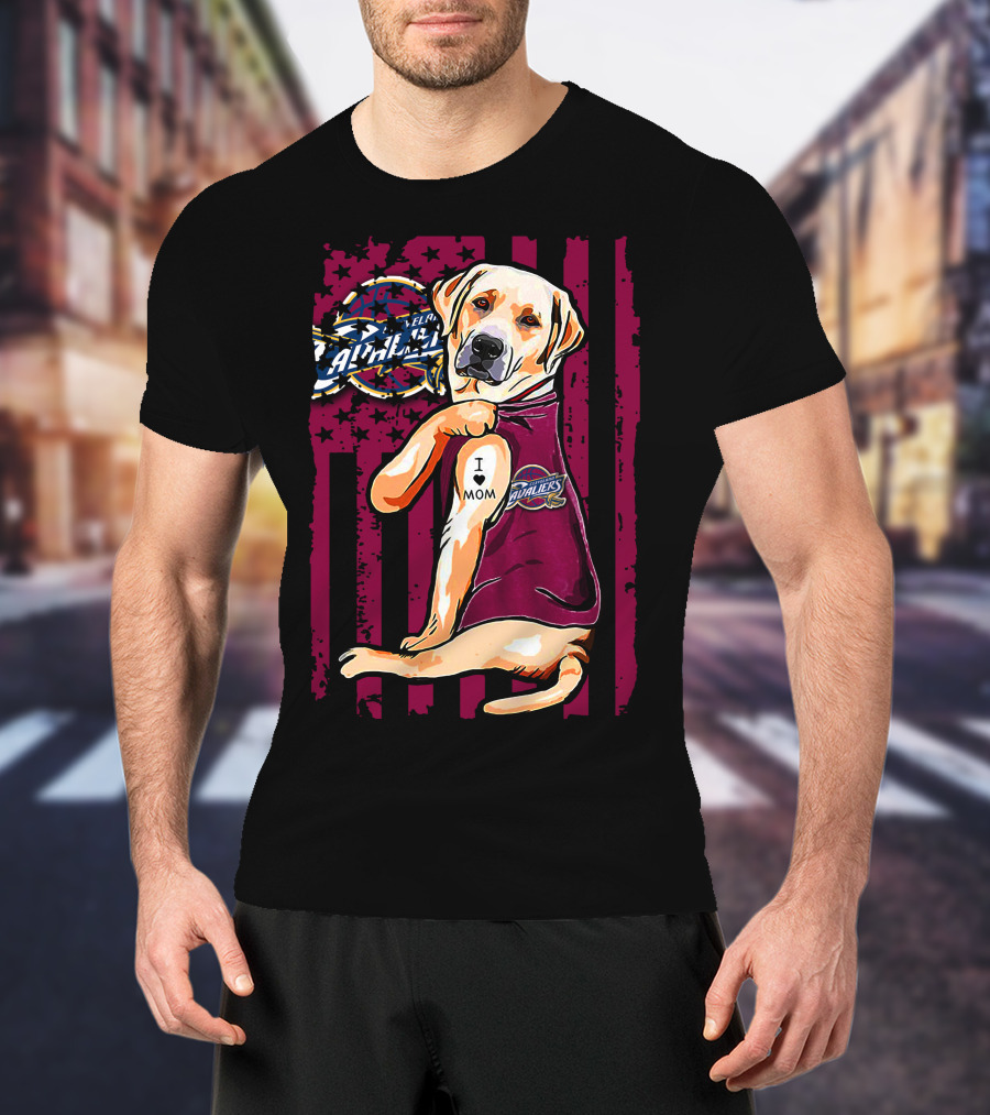 Labrador Retriever I Love Mom Cleveland Cavaliers Logo Combination T-Shirt