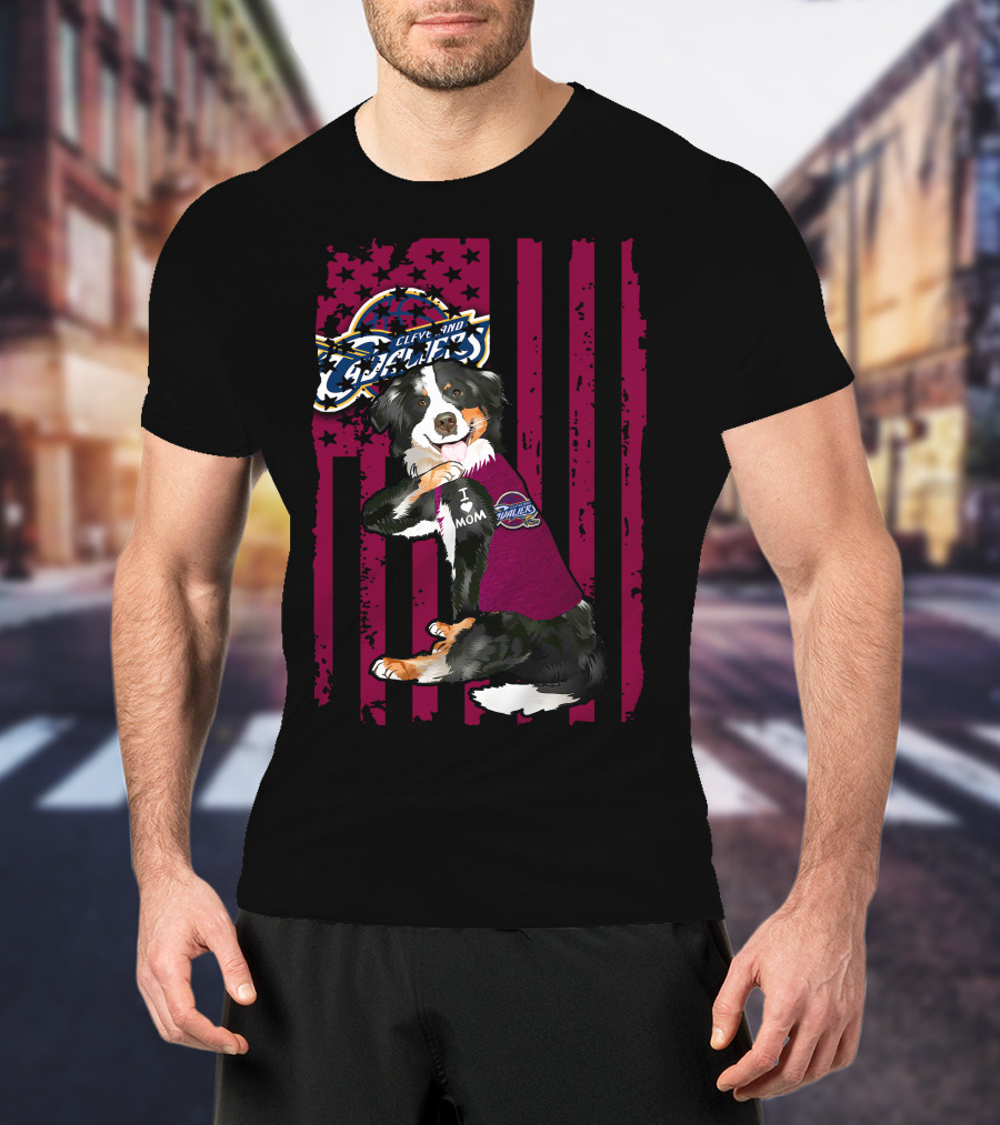 Cleveland Cavaliers Border Collie I Love Mom T-Shirt