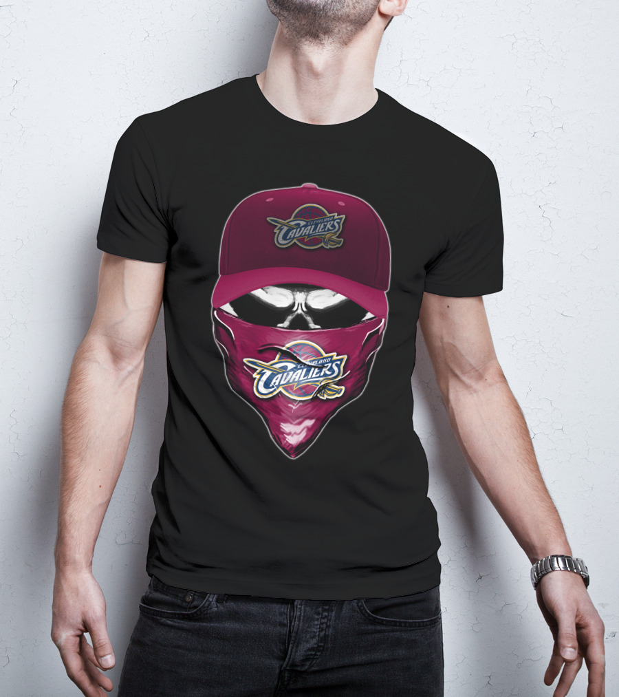 Skull Cleveland Cavaliers Logo Bandana And Cap T-Shirt