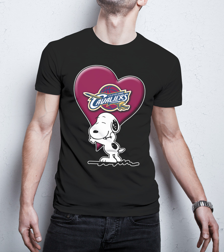 Snp V1 Cleveland Cavaliers Heart Basketball Snoopy Hugging T-Shirt