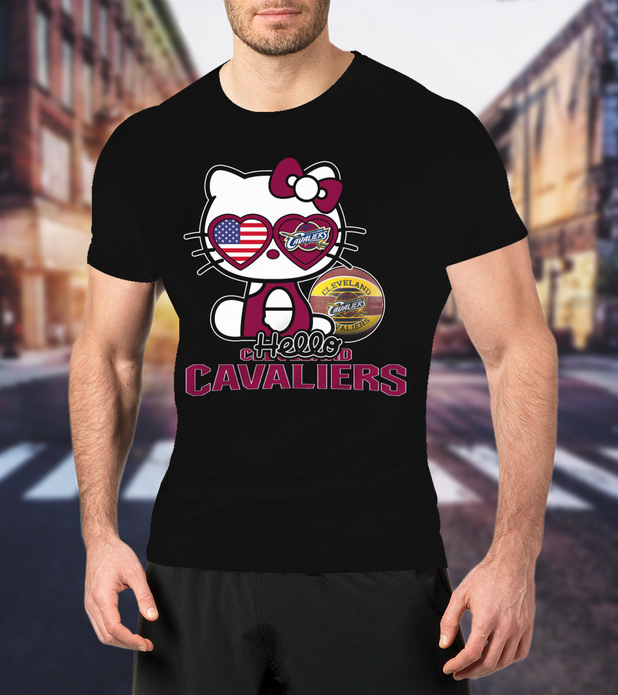 Hello Kitty Cleveland Cavaliers American Flag Basketball Cavaliers T-Shirt
