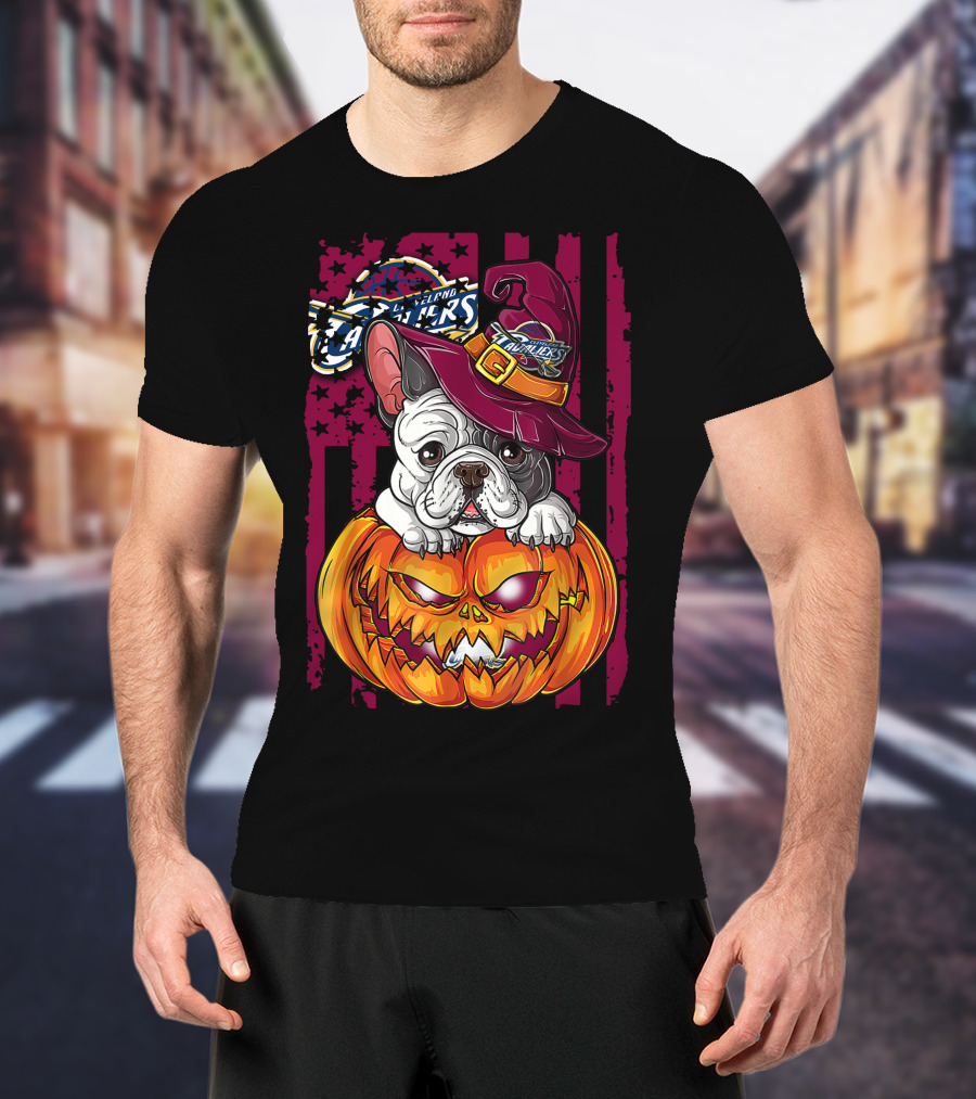 Cleveland Cavaliers Halloween Bulldog Pumpkin Wizard T-Shirt