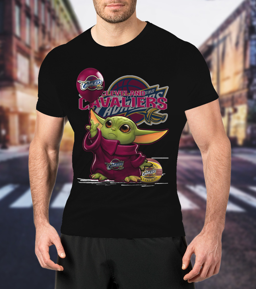 Cleveland Cavaliers Yoda Fan Art With Logo And Basketball T-Shirt