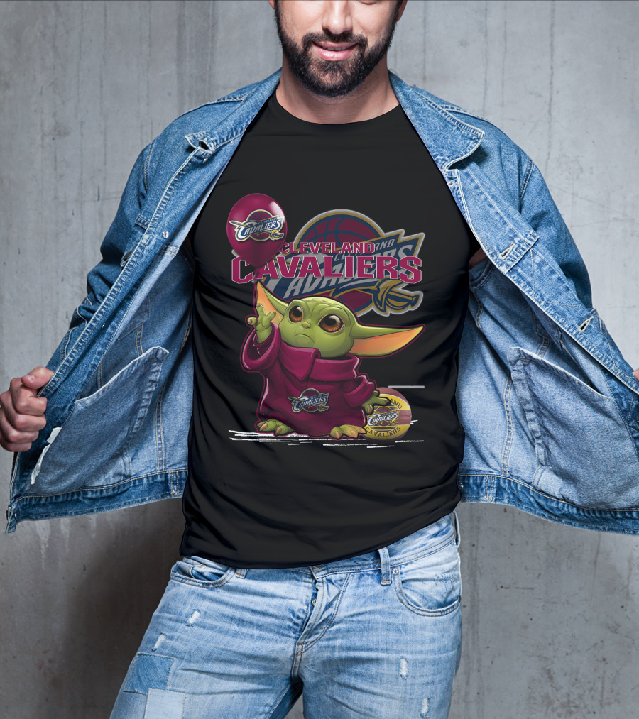 Cleveland Cavaliers Yoda Fan Art With Logo And Basketball T-Shirt
