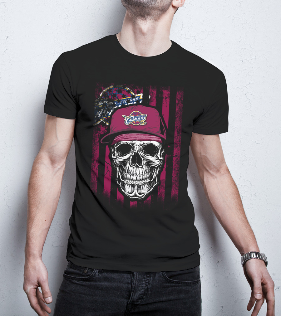 Cleveland Cavaliers Skull With Logo Hat T-Shirt