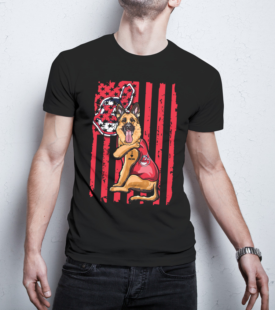 German Shepherd Cleveland Indians Flag And Team Spirit T-Shirt