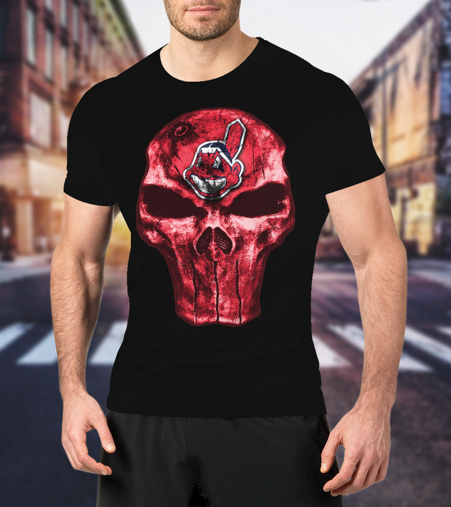 Skull With Chief Wahoo Cleveland Indians T-Shirt