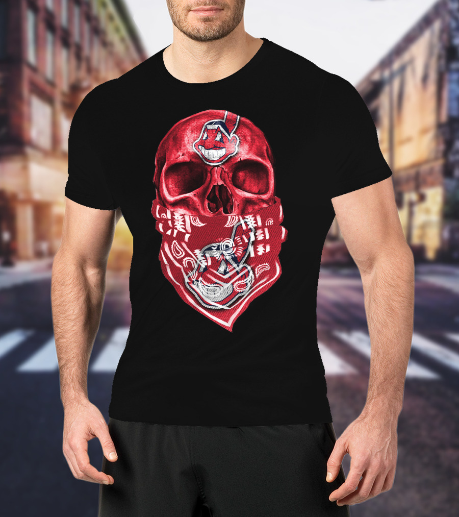 Skull Cleveland Indians Logo Bandana T-Shirt